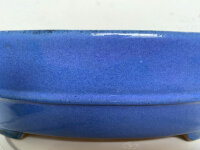 handgetöpferte, oval Schale , blau